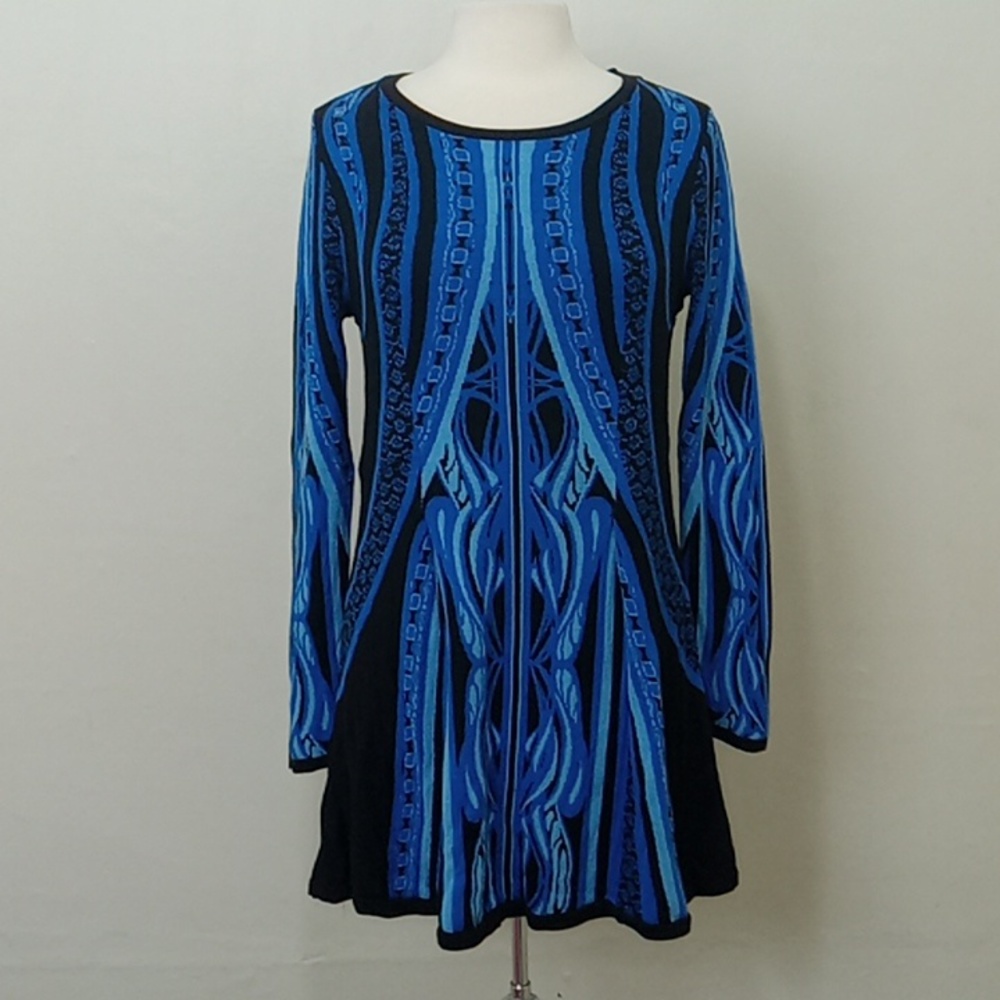 Style & Co. Long Sleeve Body Contouring Abstact Pattern Fit Flare Mini Dress Top